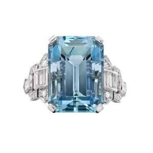    Raymond C. Yard Emerald Cut Aquamarine & Diamond Ring Jewelry