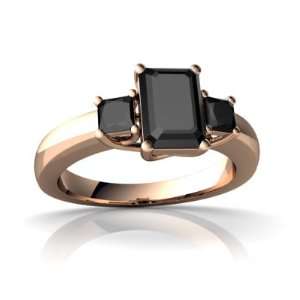   Gold Emerald cut Genuine Black Onyx Trellis Ring Size 4.5 Jewelry