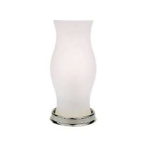 Battery Operated LED Hurricane Lamp with Frosted Glass Vase & Nickel 