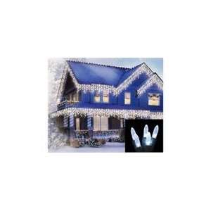   White M5 Icicle Christmas Lights   Green Wire Patio, Lawn & Garden