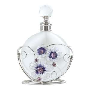    Purple Butterfly & Crystal Flower Perfume Bottle New