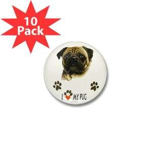    Mini Button (10 Pack) Pug I Love My Pug Dog 