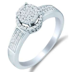 Size 11.5   10K White Gold Diamond Halo Engagement Ring   Flower Shape 