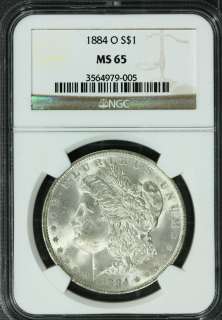 1884 O S$1 Silver Morgan Dollar NGC MS65 Nice White Coin  