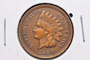 1908 S BRONZE INDIAN HEAD ONE CENT 1c VF/XF  