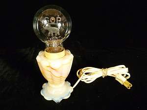 VERY RARE 1940’s HOUZE GLASS LAMP IN AKRO AGATE STYLE W/ AEROLUX GOP 