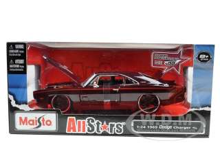Brand new 124 scale diecast model of 1969 Dodge Charger R/T Burgundy 