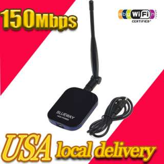 1000MW 150M WIFI USB Wireless LAN Adapter 6DBI 802.11b/n/g Antenna 