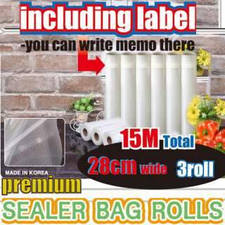wide 28cm vacuum food saver vacuum rolls bag heat sealer 3roll X 5m 