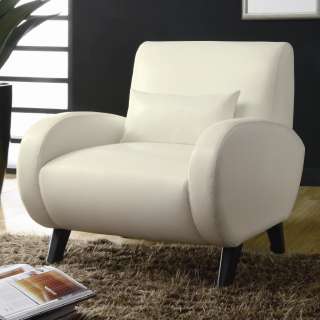   White Bonded Leather Stationary Accent Arm Chair by Coaster 902012