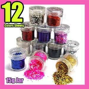  12 color nail art glitter sheets acrylic tips DIY 088 