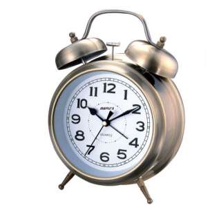 Double Bell Alarm Clock   Antique Brass  