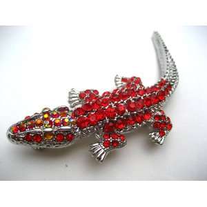   Rhinestone Cayman Alligator Fierce Crocodile Fashion Pin Brooch