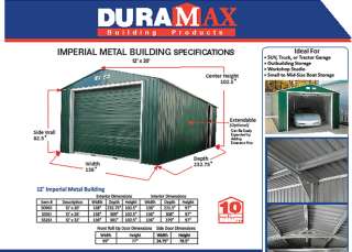 DuraMax Sheds12x20 Metal Imperial Storage Shed Garage Building Kit 