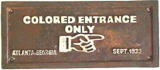   Colored Entrance Only” Black Americana cast iron sign #C2705  