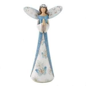  Praying ANGEL w/ Folded Hands STATUE/Figurine~Butterfly/Flower Dress