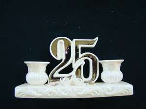 Pearlized Creme 25th Wedding Anniversary Candle Holder  