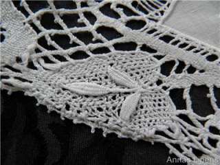 Antique Linen Cloth Cluny Lace Hand Embroidered White Cutwork  