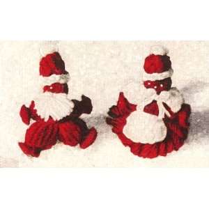 Vintage Crochet PATTERN to make   Mr. Mrs. Santa Ornament Lapel Pins 