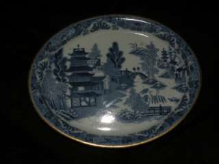ANTIQUE PEARLWARE BLUE WILLOW TEAPOT STAND TRAY TRIVET  