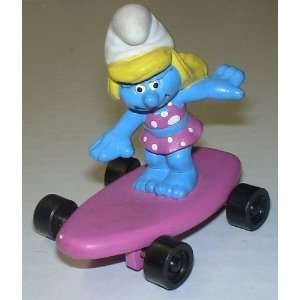  Vintage Smurfs PVC Figure  Smurfette Skateboard 