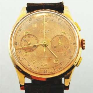   18k Solid Rose Gold Chronograph Vintage Watch, 1940s Vintage Watches