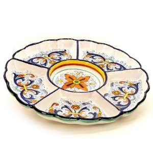 VECCHIA DERUTA Round Appetizers Snack Tray (6 Compartments) + [#1529 