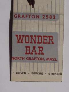1940s Matchbook Wonder Bar Race Horse North Grafton MA Worcester Co 