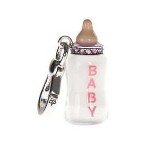   Silver BABY BOTTLE CHARM (Pink/Girl) in Gold Couture Baby Box
