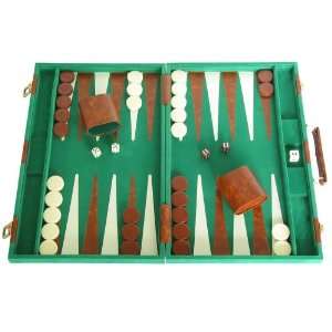  Deluxe Backgammon Set   Green   18x12 Toys & Games