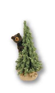 18 Table Top Christmas Pine Tree Bear   Lighted   Black Bear   Item 