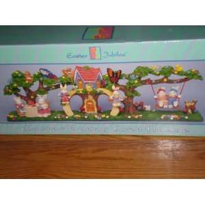  Easter Bunny Tree House Figurines, Approx 19 X 6 X 3 