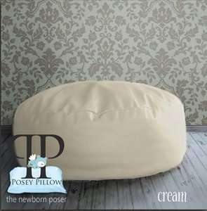 Cream Posey Pillow ~ Bean Bag Infant Poser photo prop, vinyl ottoman 