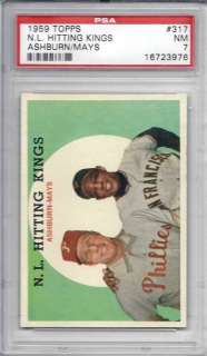 1959 Topps, #317 Hitting Kings Mays/Ashburn, PSA 7 NM  