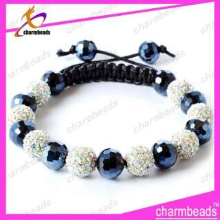   CZ Crystal Black Disco Balls White Basketball Wives Bracelet Jewelry