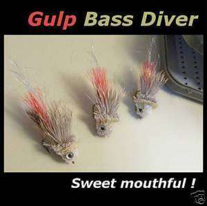 GULP BASS FLIES for fly fishing rods reels & lines  