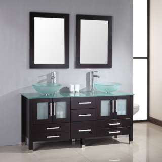   Solid Wood Modern Double sink Bathroom vanity & 2 Mirrors set  