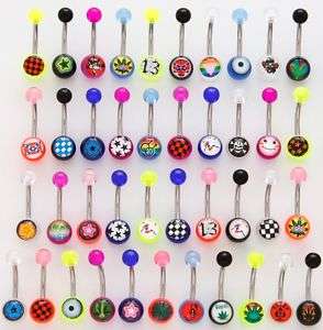 10 Logo Belly Button Rings WHOLESALE Navel Body Jewelry  