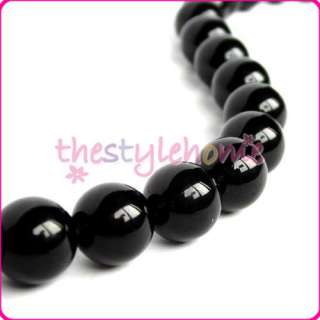 12mm Black Onyx Agate Gems Loose Round Beads 15 1/2  