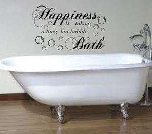 HAPPINESS IS A LONG HOT BATH Bathroom Wall Sticker Art Mural quote rc 