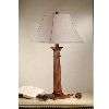 NEW 1 Light Mission Wood Table Lamp, Brown Wood, Natural Linen Fabric 