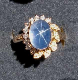 LINDE LINDY TRANSPARENT BLUE STAR SAPPHIRE CREATED RING  
