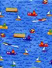 BOAT fabric Planes Trains Automobiles water ocean boats