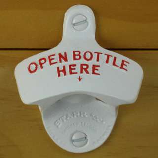 White OPEN BOTTLE HERE Starr X Wall Mount Bottle Opener  