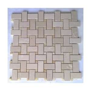   Marble Basketweave Mosaic Tile with Honey Onyx Dot 