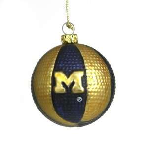   Wolverines Glass Basketball Christmas Ornaments 3.5
