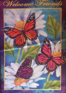 Welcome Friends Butterfly Summer Decorative Mini Garden Flag by 