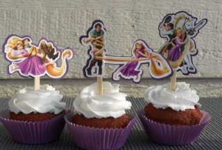 Tangled Rapunzel Cupcake Cake Toppers Birthday Party Princess Picks 