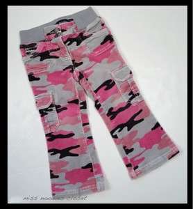 Girls MINI BODEN Pink Camo Camouflage Cords Corduroy Cargo Pants 9Y 9 