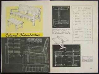 Settee/Chair/Table Lawn Furniture 1942 HowTo PLANS 2x4  